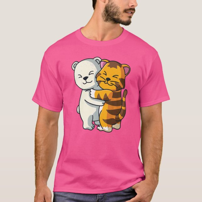 Camiseta Oso Polar Y Tigres Cuidan A Los Animales Perder A  (Anverso)