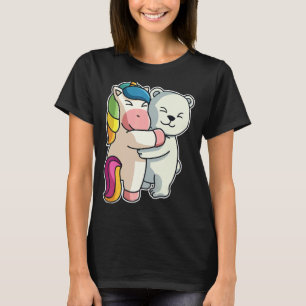 Camiseta Oso Polar Y Unicornio Cutan Animales Para Mujeres 