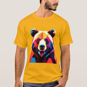 Camiseta Oso Poligonal con Estilo Abstracto