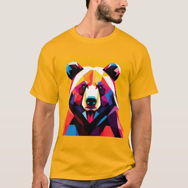 Camiseta Oso Poligonal con Estilo Abstracto (Anverso)