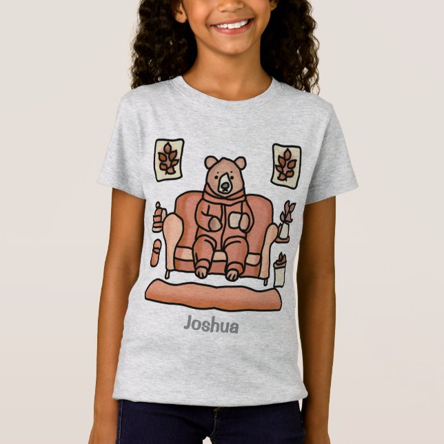 Camiseta Oso Relajado Retro Minimalista | Divertido (Anverso)