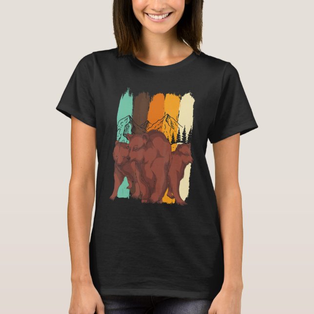 Camiseta Oso Retro Brown Bear Forest Animal Nature Trees (Anverso)