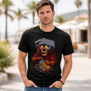 Camiseta Oso Retro Con Sombrero Rallador De Queso Y Gafas D