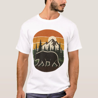 Camiseta Oso retro vintage en las montañas Woods Adventure