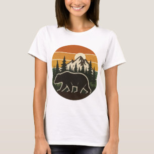 Camiseta Oso retro vintage en las montañas Woods Adventure