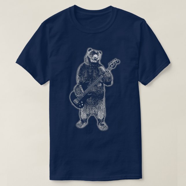 Camiseta Oso Rock Grizzly Bear Tocando Guitarra  (Diseño del anverso)