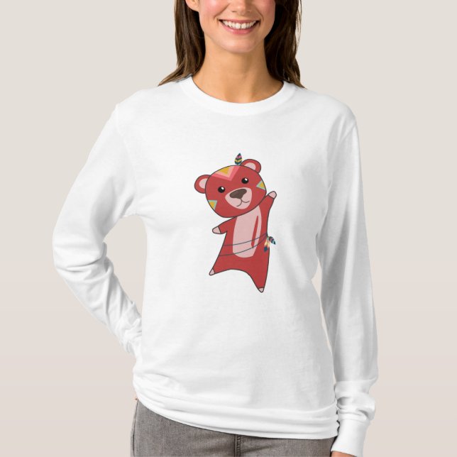 Camiseta Oso Rojo Indio Fashando Con Teddy Feather (Anverso)