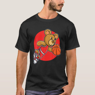 Camiseta Oso Rojo Teddy Jugando Basketball Sport   Hombres 