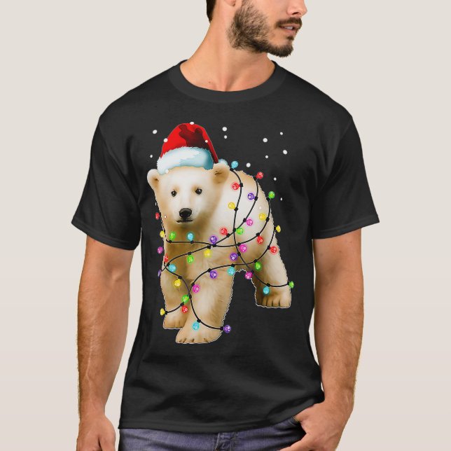 Camiseta Oso Santa Polar, Navidades, Hombres Mujeres Niños, (Anverso)