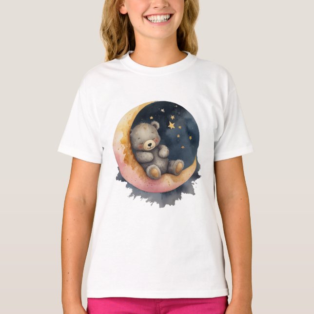 Camiseta Oso somnoliento en la luna (Anverso)