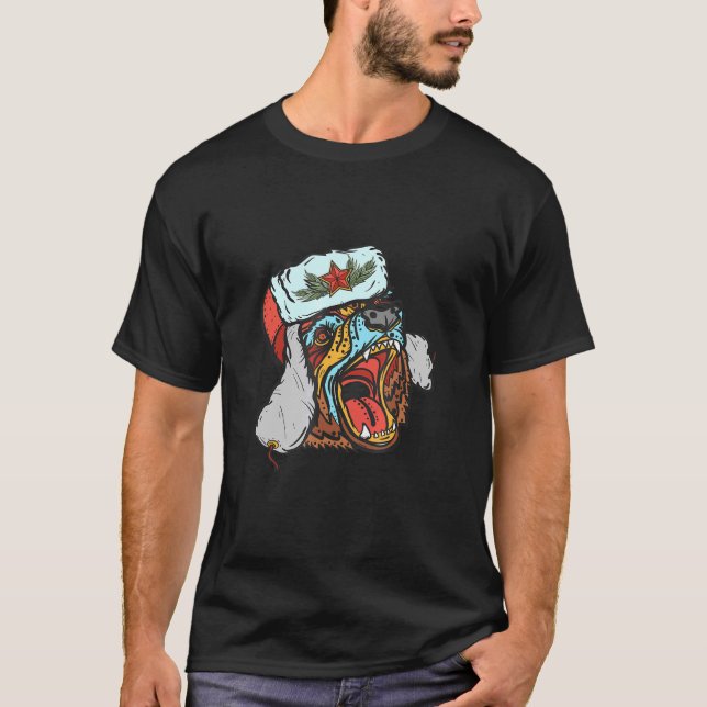Camiseta Oso Soviético con propaganda de cosecha Ushanka So (Anverso)