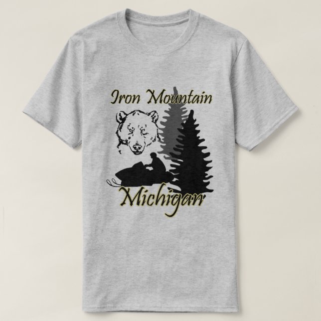 Camiseta Oso SS grises del Snowmobile de Michigan de la (Diseño del anverso)