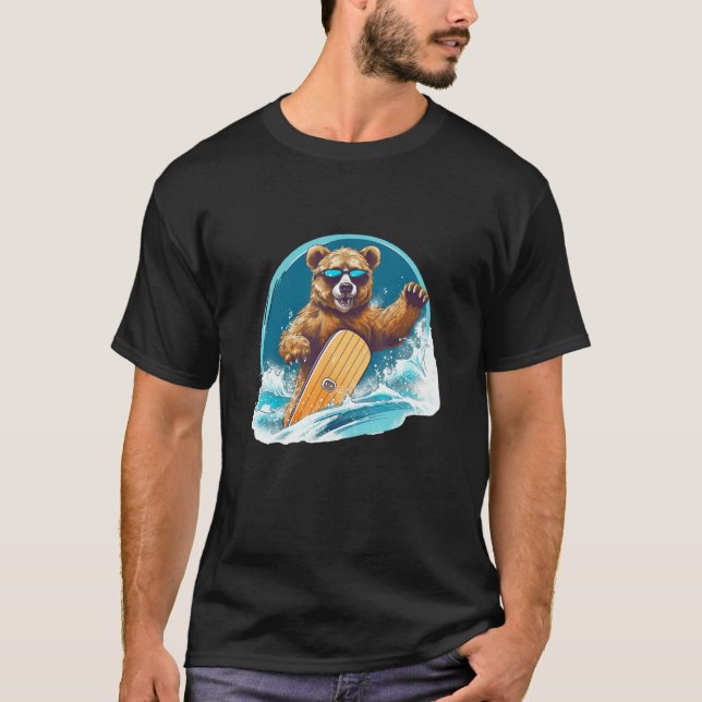 Camiseta Oso Surfing Surfing A Wave Bear Surfing Surfing (Anverso)