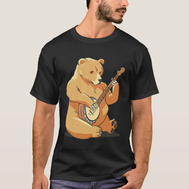 Camiseta Oso toca la guitarra con instrumento para amigos o (Anverso)
