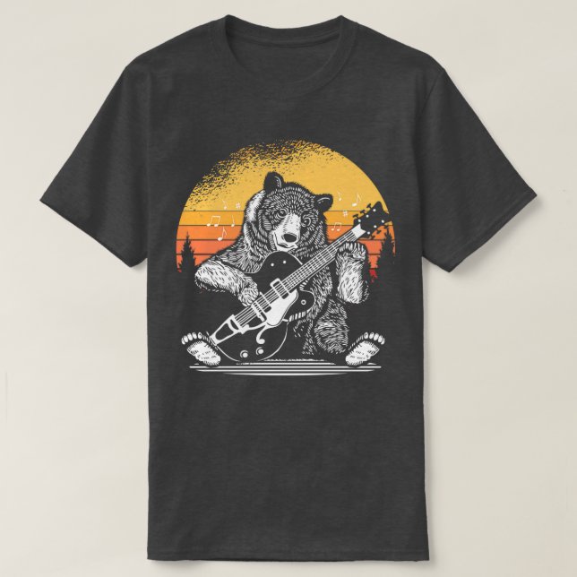 Camiseta Oso Tocando Guitarra Grizzly Oso 1 (Diseño del anverso)