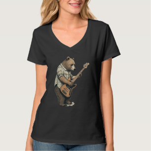 Camiseta OSO TOCANDO GUITARRA Guitarrista Oso Bajo Eléctric
