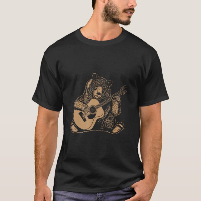 Camiseta Oso Tocando Guitarra Osos Guitaristas De Rock Pand (Anverso)