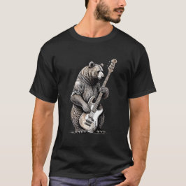 Camiseta Oso Tocando Música Guitarista De Guitarra De Bass