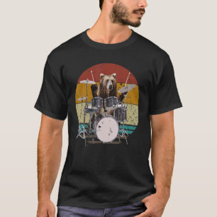Camiseta Oso tocando tambores para baterista de tambor y mu