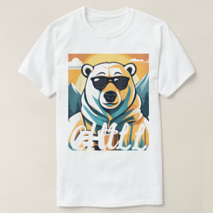 Camiseta Oso tranquilo Oso polar genial tomando café de mod