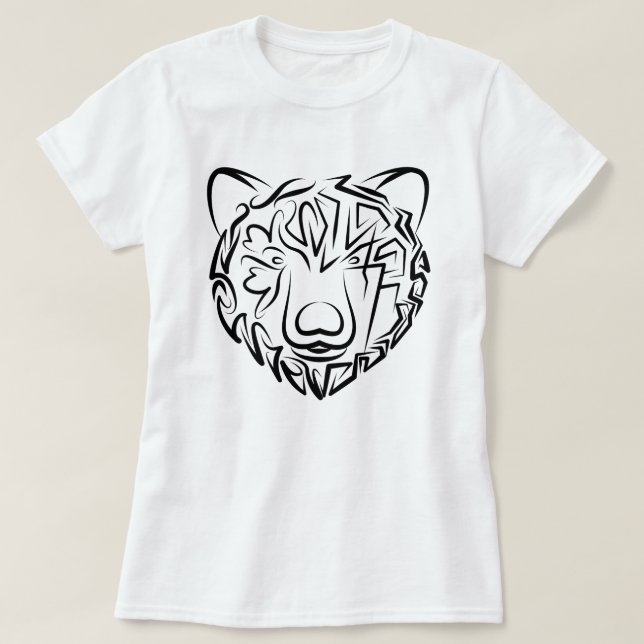 Camiseta Oso tribal blanco y negro (Diseño del anverso)