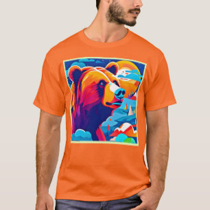 Camiseta Oso vibrante, escena lunar