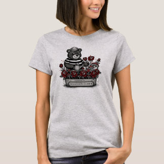 Camiseta Oso Vintage Lindo Regando Rosas Club de Jardinería