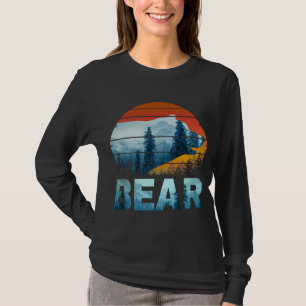 CAMISETA OSO VINTAGE NATURALEZA SALVAJE BOSQUE ATARDECER
