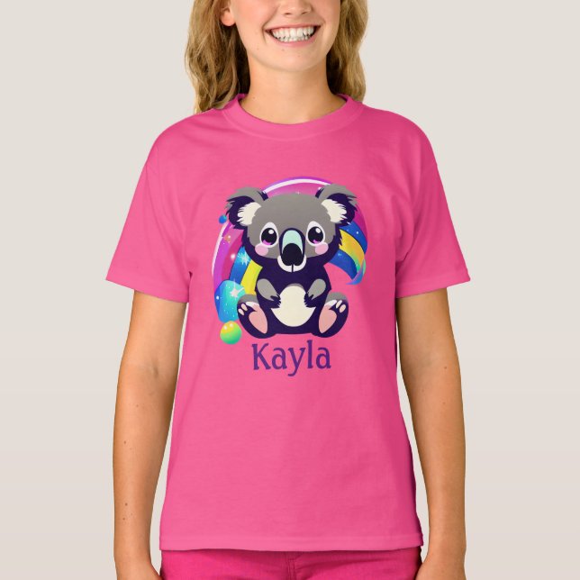 Camiseta Oso y arcoiris de Koala personalizados (Anverso)