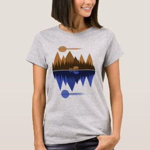 Camiseta Oso y crías (Sepia/Azul)