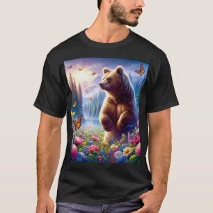 Camiseta Oso y mariposas alegres y coloridos
