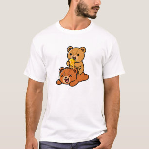 Camiseta Osos Adorables Comiendo Dulce Panal Dibujo Animado