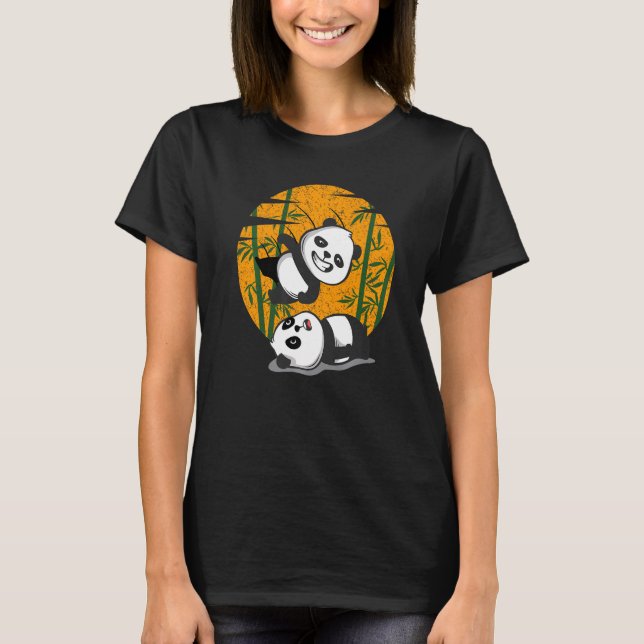 Camiseta Osos Chinos Comiendo Bambú Luchando Animales  Ser (Anverso)