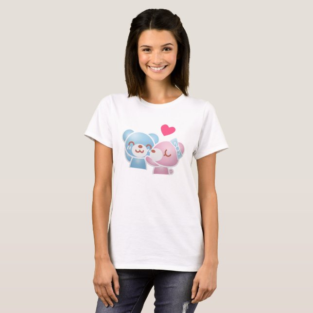 Camiseta Osos de besos cortos y kawaii (Anverso completo)