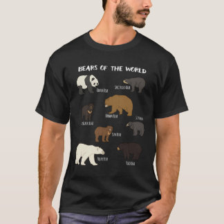 Camiseta Osos Del Mundo Del Oso Grizzly Panda Polar Negro