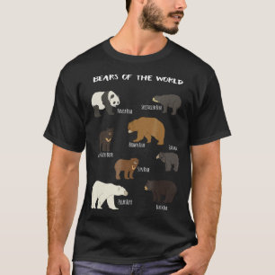 Camiseta Osos Del Mundo Del Oso Grizzly Panda Polar Negro