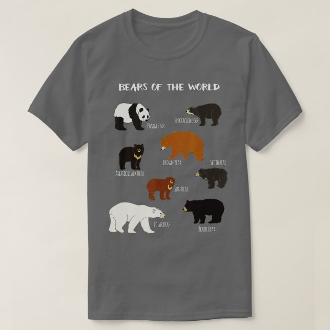 Camiseta Osos Del Mundo Del Oso Grizzly Panda Polar Negro (Diseño del anverso)