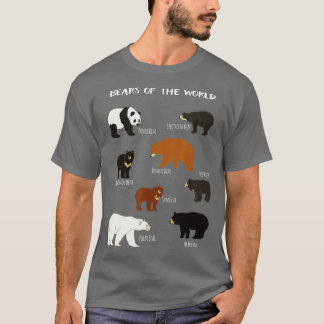Camiseta Osos Del Mundo Del Oso Grizzly Panda Polar Negro