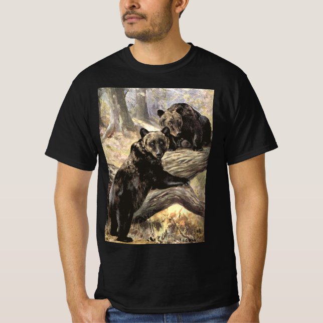 Camiseta Osos Grizzly de CE Swan, Animales del Bosque Vinta (Anverso)