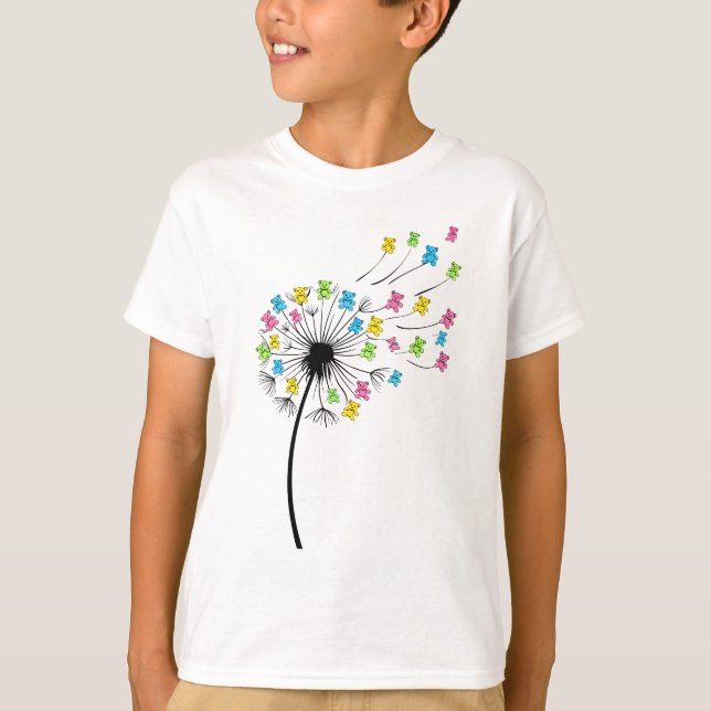 Camiseta Osos lindos volando flujo de dandelia (Anverso)