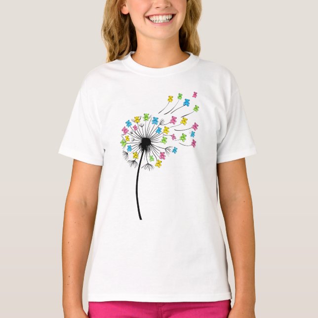 Camiseta Osos lindos volando flujo de dandelia (Anverso)