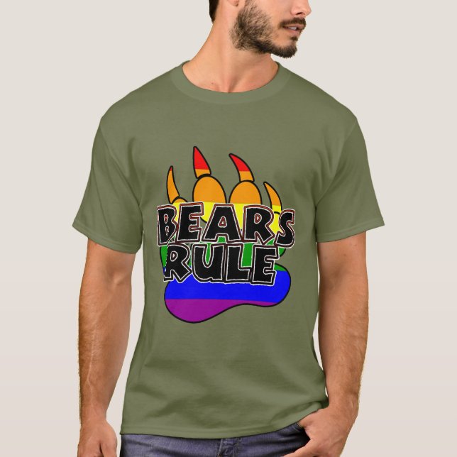 Camiseta Osos Mandan en Pata de Arcoíris Negro - ¡CALIENTE! (Anverso)