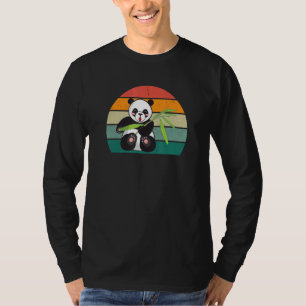 Camiseta Osos Pandas Bambú China Asia Negro Hoja Blanco Pa