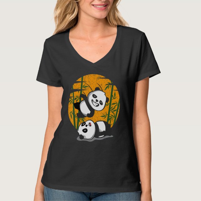 Camiseta Osos pandas luchadores chinos comiendo bambú Anima (Anverso)