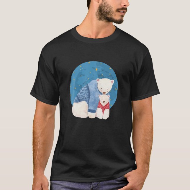 Camiseta Osos Polares De Luna Llena Navidades De Oso Polar  (Anverso)