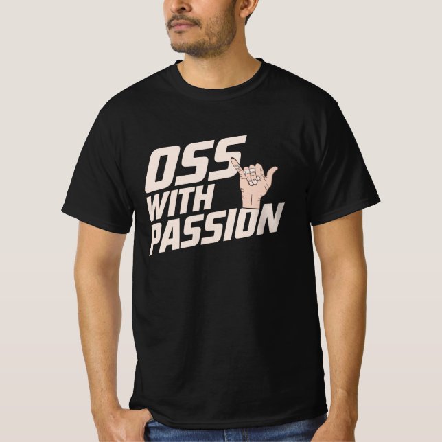 Camiseta Oss Con Pasión Artes Marciales De Jiu Jitsu (Anverso)