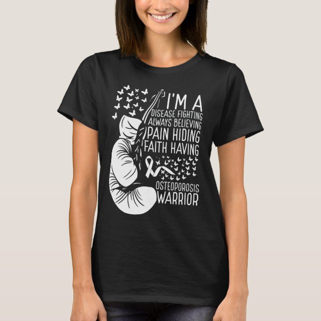 Camiseta Osteoporosis Warrior Awareness Ribbon Disease (Anverso)