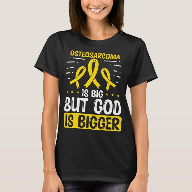 Camiseta Osteosarcoma Awareness God Bone Cancer Ribbon (Anverso)
