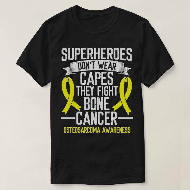 Camiseta Osteosarcoma Awareness Yellow Ribbon Fighter Bone  (Diseño del anverso)