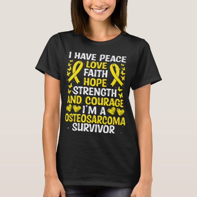 Camiseta Osteosarcoma Survivor Love Bone Cancer Awareness (Anverso)